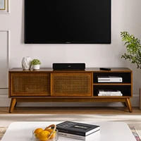 Mid Century Modern Rattan Tv Stand for 65"