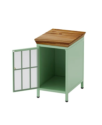 Simplie Fun Solid Wood Nightstand with Storage Cabinet