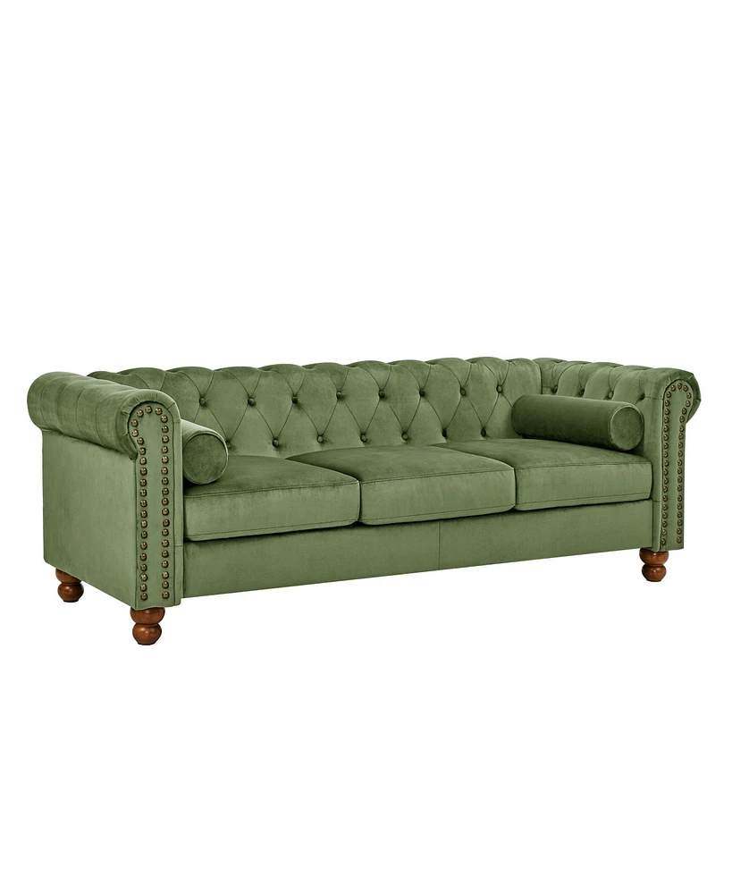 Streamdale Furniture Green Velvet Chesterfield Sofa - 3 Seater