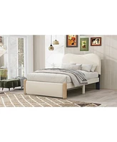 Streamdale Furniture Twin Size Upholstered Platform Bed With Wood Supporting Feet