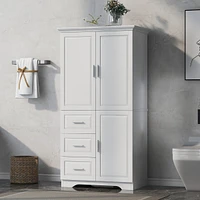 Tall & Wide Storage Cabinet with 3 Drawers & Doors
