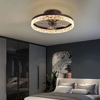 Dimmable Led Ceiling Fan: Brown, 20", 6 Speeds
