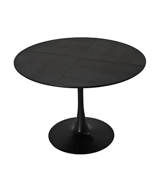 Simplie Fun Modern Round Dining Table with Patchwork Tabletops and Metal Base