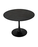 Simplie Fun Modern Round Dining Table with Patchwork Tabletops and Metal Base