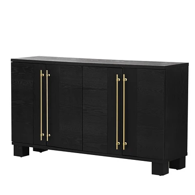 Streamdale Furniture Traditional Style Wood Sideboard with Gold Handles