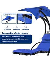 Outdoor Hanging Chaise Lounger with Canopy & Stand