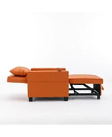 Streamdale Furniture Orange leather futon chair bed with Usb ports