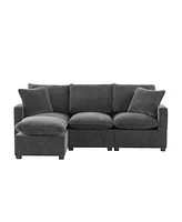 Simplie Fun 84x57" Modern Modular Sofa, 4 Seat Chenille Sectional Couch Set With 2 Pillows Included