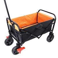 Mini Folding Wagon Garden Shopping Beach Cart (Black+Yellow+Brake)