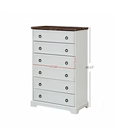 Streamdale Furniture White 6-Drawer Dresser with Easy Pull Handle