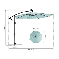 Streamdale Furniture 10FT Solar Led Offset Hanging Market Patio Umbrella (Navy Blue)