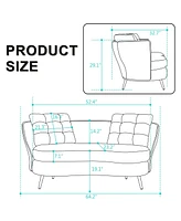 Streamdale Furniture Grey Polyester Loveseat with Golden Metal Legs