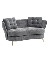 Streamdale Furniture Grey Polyester Loveseat with Golden Metal Legs