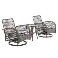 Streamdale Furniture 3-Piece Outdoor Swivel Rocker Patio Set, Grey