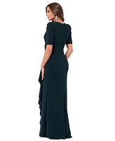 Xscape Women's Scuba-Crepe Cascading-Ruffle Long Dress