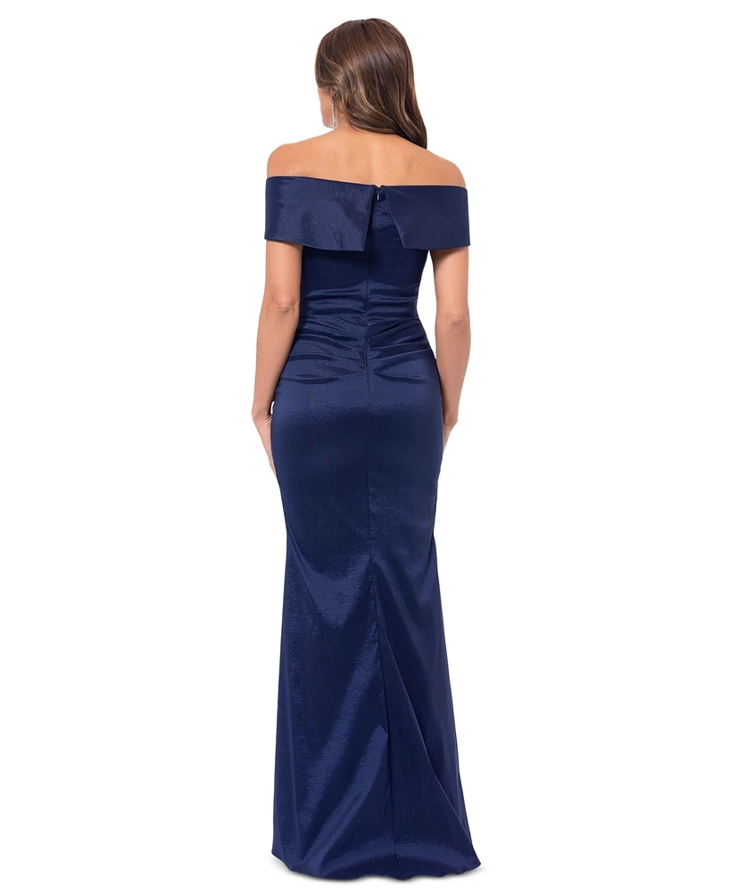 Xscape Women's Taffeta Off-The-Shoulder Sweetheart Gown