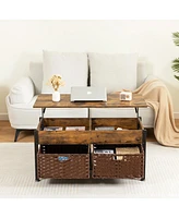 Streamdale Furniture Brown Coffee Table with Lifting Desk & Storage