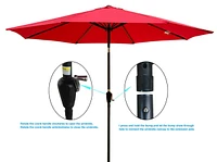 10FT Outdoor Patio Umbrella, Red, Tilt, Crank