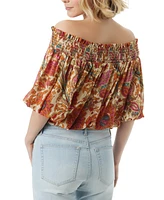 Jessica Simpson Women's Alana Floral-Print Off-The-Shoulder Top