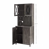Farmhouse Liquor Cabinet with Wine Rack
