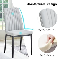Set of 4 Upholstered Dining Chairs with Metal Legs