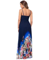 Xscape Women's Sunburst Floral-Ombre Long Dress