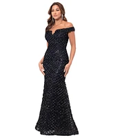 Xscape Women's 3D Sequin Off-The-Shoulder Gown