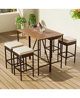 Simplie Fun 5-Piece Outdoor Bar Height Dining Set