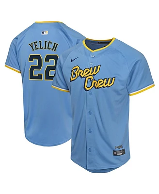 Nike Big Boys and Girls Christian Yelich Powder Blue Milwaukee Brewers City Connect Limited Player Jersey