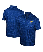 Colosseum Men's Royal Kansas Jayhawks Daly Print Polo Shirt