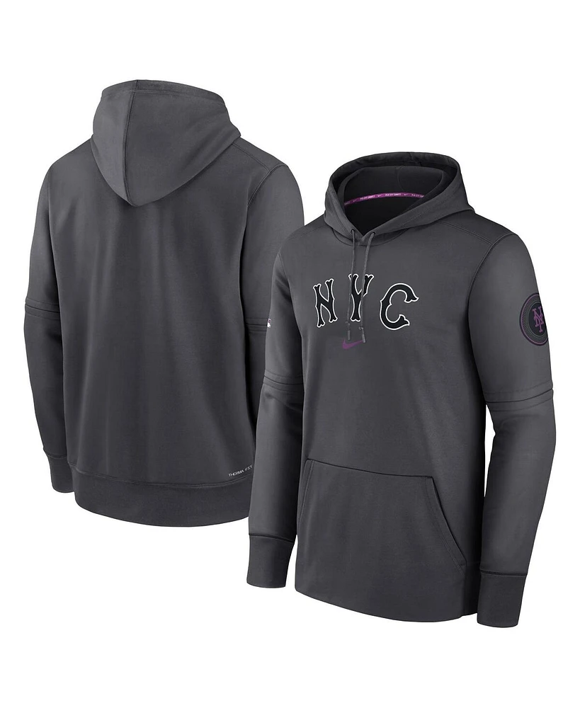 Nike Men's Charcoal New York Mets 2024 City Connect Authentic Collection Practice Performance Pullover Hoodie