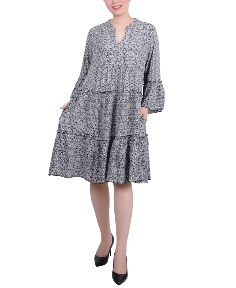 Ny Collection Petite 3/4 Sleeve Tiered Dress