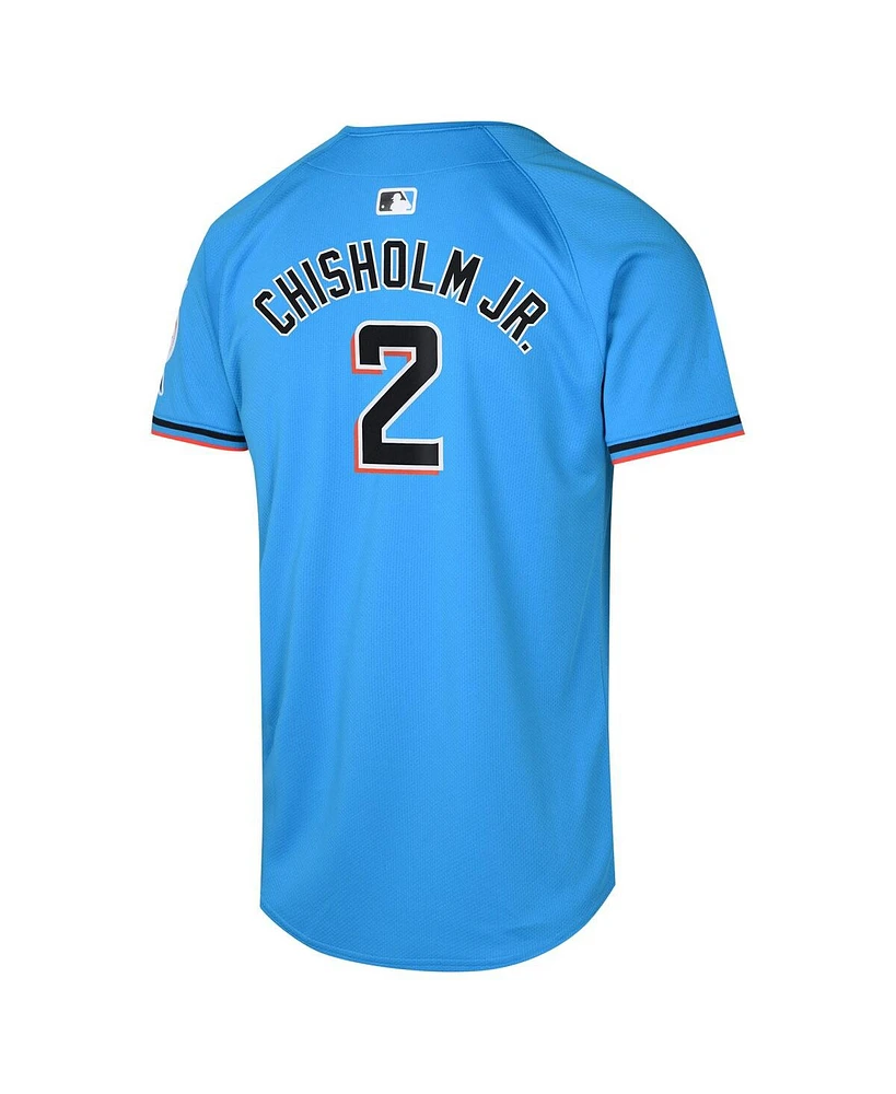 Nike Big Boys and Girls Jazz Chisholm Jr. Blue Miami Marlins Alternate Limited Player Jersey