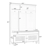 5-In-1 Entryway Bench with Coat Rack and Storage