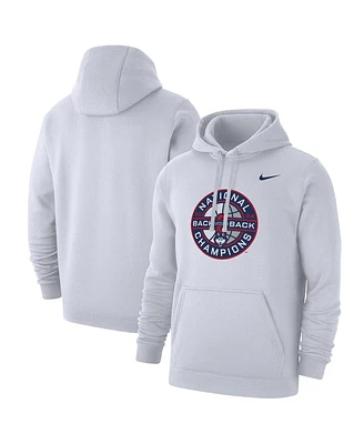 Nike Men's White UConn Huskies Back-To-Back Ncaa Men's Basketball National Champions Club Fleece Pullover Hoodie