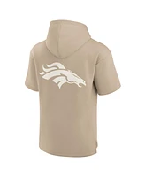 Men's and Women's Fanatics Signature Khaki Denver Broncos Elements Super Soft Fleece Short Sleeve Pullover Hoodie