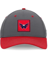 Fanatics Men's Gray/Red Washington Capitals 2024 Stanley Cup Playoffs Locker Room Adjustable Hat