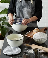 Design Imports Cloth Bowl Cover Collection Machine Washable, Cotton with Elastic Stretch for Food Storage, 10.25"/8.25"/7.5" Diameter, Farmhouse Plaid