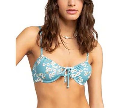 Roxy Juniors' Beach Classics Tie-Front Floral-Print Bikini Top