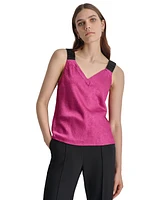 Dkny Women's Crinkled V-Neck Sleeveless Top