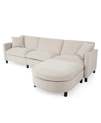 Simplie Fun 107.87'Sectional Sofa Couch With 1 Ottoman