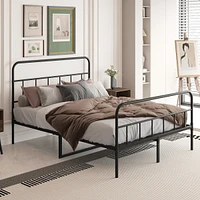 Streamdale Furniture Metal Platform Bed Frame With Headboard, Sturdy Metal Frame, No Box Spring Needed(Full)