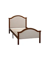 Streamdale Furniture Twin Bed With Upholstered Headboard And Footboard, With Slats, Walnut