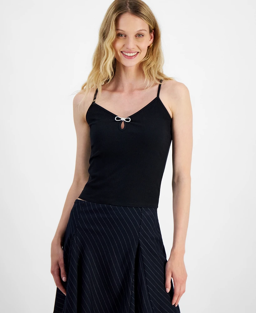 Crave Frame Juniors' Rhinestone-Bow Sleeveless Cami Top