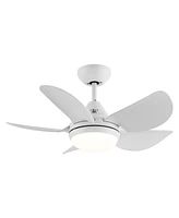 Simplie Fun 30 In Integrated Led Ceiling Fan Lighting With White Abs Blade