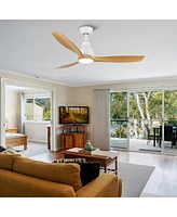 Streamdale Furniture 52 In.Integrated Led Ceiling Fan With Antique Brown Wood Graiin Blade