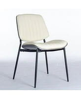 Simplie Fun Mid Century Modern Dining Chairs Set Of 2 With Faux Leather & Metal Legs