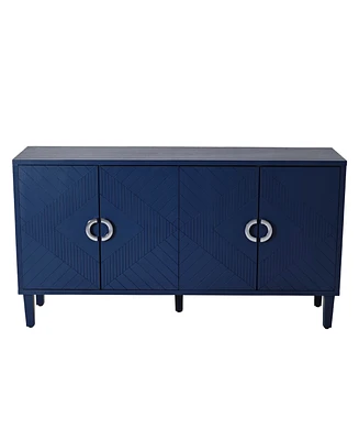 Simplie Fun Stylish 4-Door Storage Cabinet with Pine Legs - Navy Blue