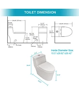 Streamdale Furniture Ceramic One Piece Toilet, Dual Flush With Soft Closing Seat 0000