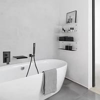 Modern Style Matte Black Wall Mount Tub Filler Bathroom Bathtub Faucet Shower Set 0001